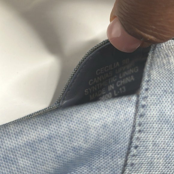 Lauren Ralph Lauren Canvas Chambray Blue Espadrilles Peep Toe Cecilia Wedges 9 - Picture 10 of 10